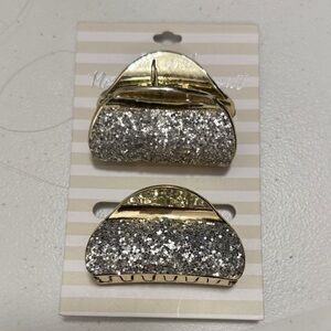 Capelli of New York Silver Glitter Hair Clips